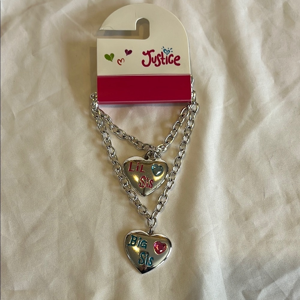 Justice Silver Heart Sister Necklaces